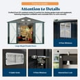 thumbnail image 7 of Jocisland 10.1x11.5x7.4 ft Galvanized Steel Storage Shed, Outdoor Shed for Backyard, Garden, Patio, Dark Grey, 7 of 7