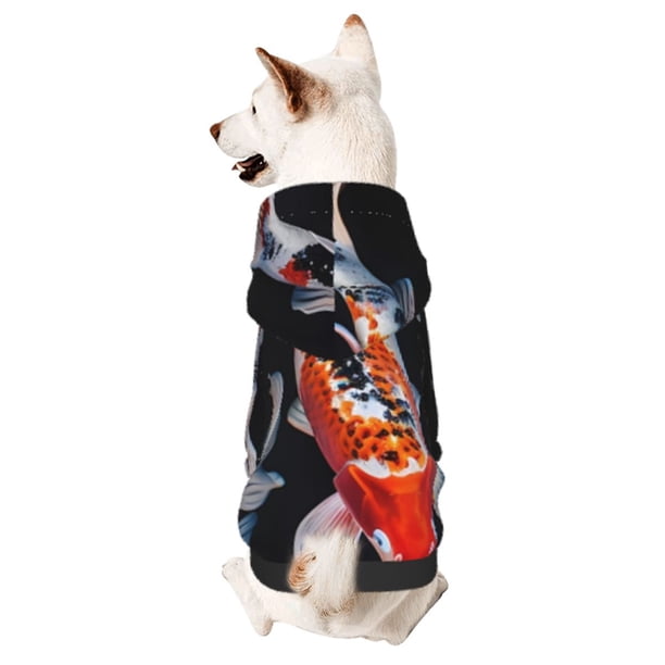 Balery Tricolor Koi Fish Trio Sudadera con Capucha para Perros Pequeños – Ropa para Mascotas, Disfraz para Perros y Gatos, Ideal para Fiestas y Cosplay-X-Large