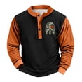 thumbnail image 3 of Men's Retro Halloween Quarter Button Collar Sweatshirt Haunted House Acting Essential Partially Buttoned Pullover Vintage Horror Print Last-Minute Halloween Party, 3 of 3