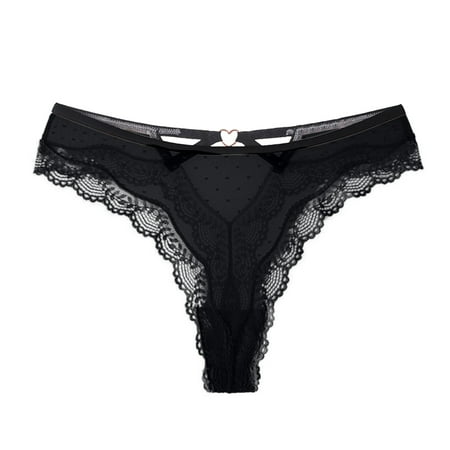 

CLZOUD Underpants Women White Lace Women Lace Panties Heart Low Waist Underpant Thong G String Underwear Lingerie L