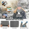 thumbnail image 2 of Winter Beanie Hat Scarf Gloves Set for Women, Womens Beanie with Pom Pom Long Scarf Neck Warmer Touchscreen Gloves 3 in 1 Set, Winter Warmer Set Birthday Christmas New Year Gift for Women, 2 of 7