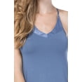 thumbnail image 4 of Fishers Finery Women's Sleeveless V-Neck Modal Satin Trim Chemise Nightown (Blue, M), 4 of 5