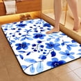 thumbnail image 5 of 1pc Blue Floral Bathroom Rug Bathroom Decor and Accessories- Durable,Anti Slip,And Quick Drying,Suitable For Indoor/outdoor Use - Perfect For Bathrooms,Bedrooms,Kitchens, 5 of 9