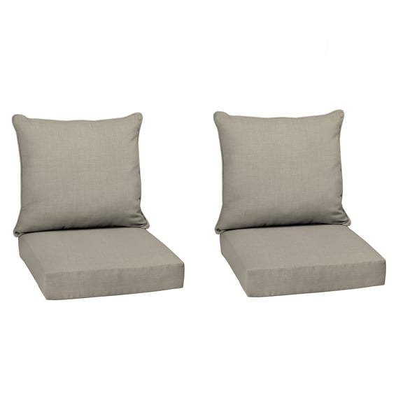 ARDEN earthFIBER Outdoor Deep Seat Cushion Set, 2-Pack, 24 in x 24 in, Weather-Proof, Rain-Proof, Fade Resistant Patio Cushion for Chair, Sofa, and Couch Sandbar Taupe Texture