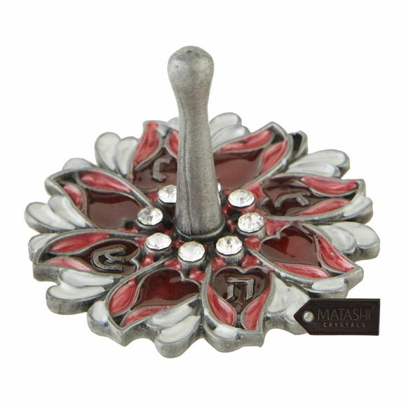 Matashi Hand-Painted Floral Spinning Dreidel Holiday Ornament W Crystals