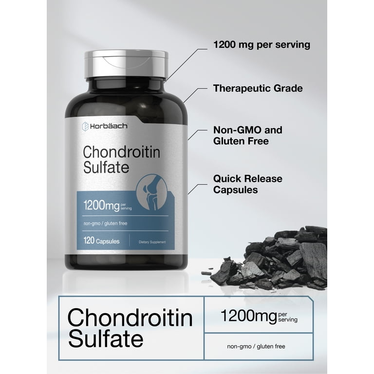 glutathione chondroitin Horbaach Chondroitin Sulfate 1200mg, Joint Health Supplement, 120 Capsules,  Non-GMO, Gluten Free
