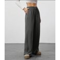 thumbnail image 5 of Women'S Wide Leg Ribbed Knit Pants Drawstring Waist Low Rise Casual Long Trousers Gray XL, 5 of 9
