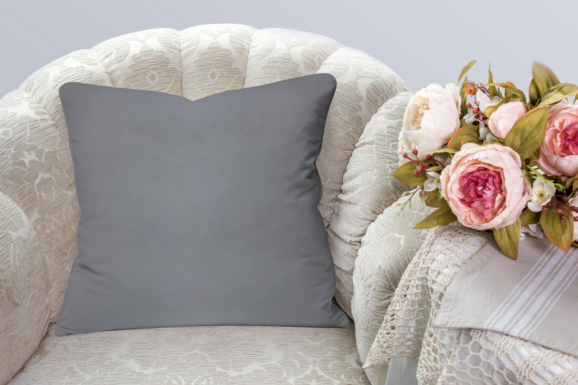 A1HC Set of 2 Luxurious Soft Velvet Throw Pillow Covers Only, 18"x18", Dark Grey, Decorative Cushion Covers with Hidden YKK Zipper for Sofa or Bed