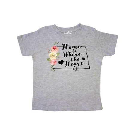 

Inktastic North Dakota Home is Where the Heart is with Watercolor Gift Toddler Boy or Toddler Girl T-Shirt