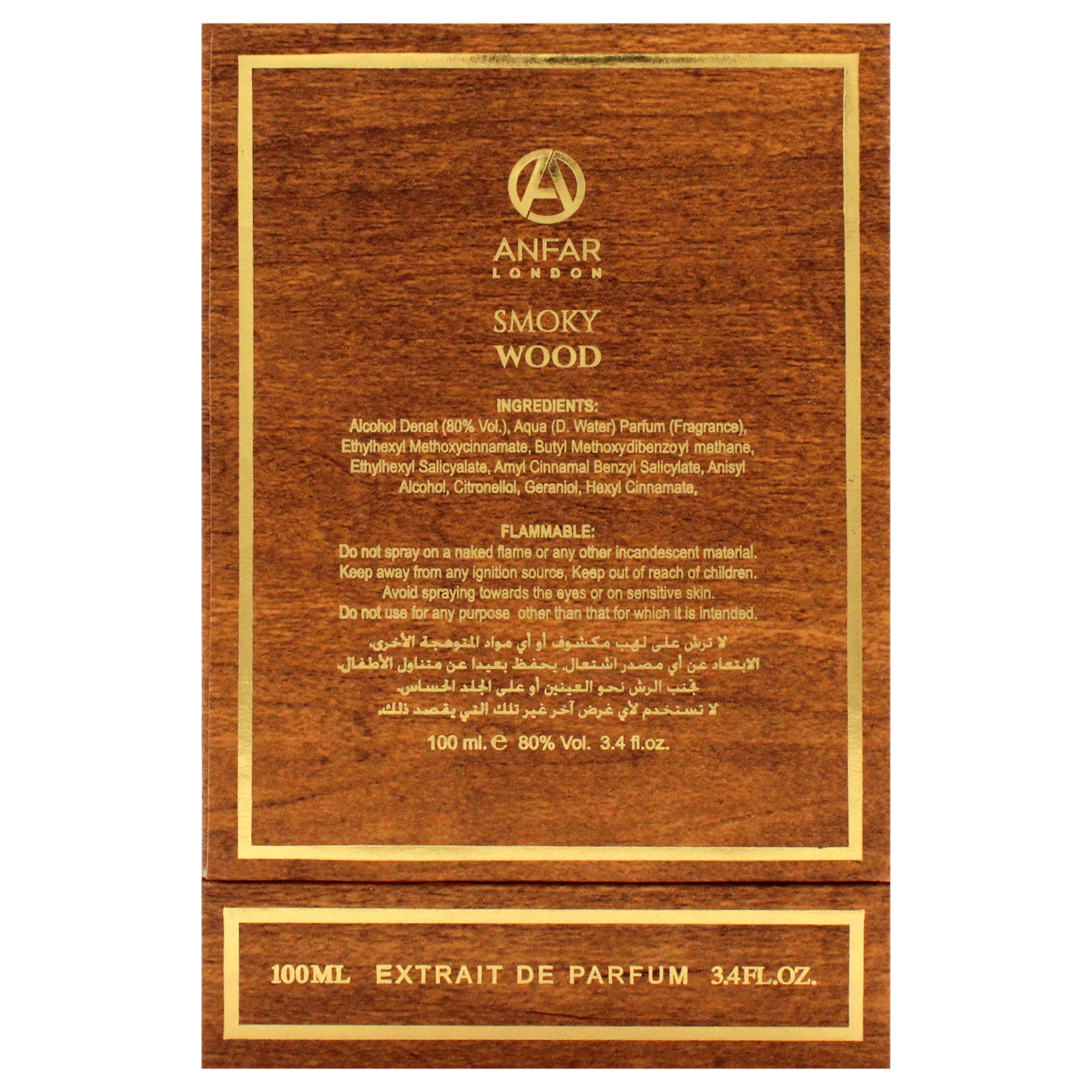 The Wood Series - Smoky Wood by Anfar, Cologne for Men, 3.4 oz