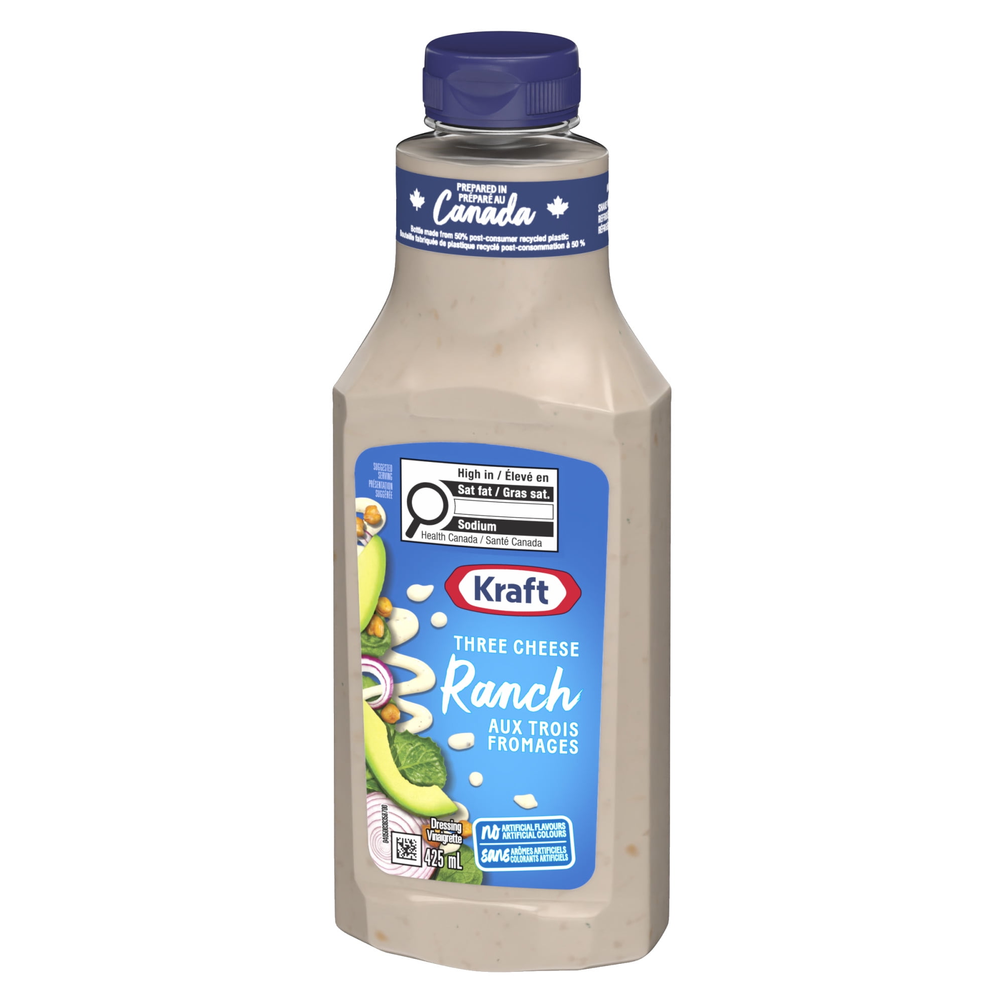 Kraft Three Cheese Ranch Salad Dressing, 425 mL Bottle
