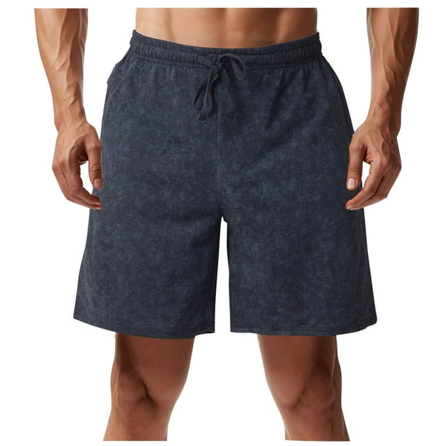 Plebaso Men's Shorts Loose Workout Shorts with Zipper Pockets Elastic Waist Drawstring Casual Shorts