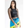 thumbnail image 4 of Black Holographic Dots Mesh Long Sleeve Tee - Women's Sheer Glitter Top, 4 of 4