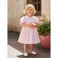 thumbnail image 4 of Toddler Little Baby Girl Easter Outfit Bunny Embroidery Smocked Dress Short Sleeve Doll Collar Bow Plaid Easter Dress Cute Summer Clothes, 4 of 10