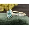 thumbnail image 2 of Bezel Natural Moss Agate 7x9mm Pear Shaped Promise Ring, Delicate Engagement Ring, Wedding Ring For Women, Best Christmas Gift Idea, Bridal Ring, Vintage Cz Ring, 925 Sterling Silver Ring, 2 of 3