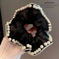 thumbnail image 2 of ‌"Fairy-Chic Tulle Pearl Hair Tie – Elegant Black & White Lace-Trimmed Elastic Band for Soft Waves, High-Stretch Hair Accessory", 2 of 6