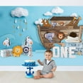 thumbnail image 2 of Noahs Ark Baby Shower Backdrop Photography Cartoon Cute Wild Safari Animals Woodland Zoo Birthday Background for Kids Newborn Children Party Decorations Banner Photo Booth Props Supplies, 2 of 5