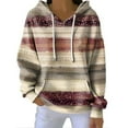 thumbnail image 2 of BODOAO Christian Hoodies for Women,Jesus Hoodie Faith Cross Striped Long Sleeve Color Block Forgiven Faith Sweatshirt Beige 5XL, 2 of 4