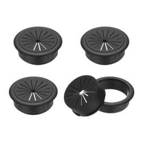 Uxcell Desk Grommet 2", Plastic Desk Hole Cover Cable Grommet Flexible Desk Cord Hole Cover with Hole Saw, Black 4 Pcs