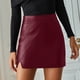 thumbnail image 2 of Gibobby faldas aesthetic alta de sintética para mujer, pantalones cortos ajustados con abertura de Pu, faldas con abertura(Vino, XL), 2 of 5