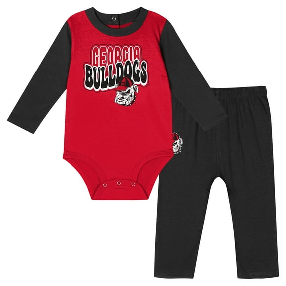 Infant Black Georgia Bulldogs Double Up Long Sleeve Bodysuit & Pant Set