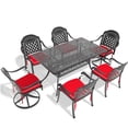 thumbnail image 3 of Black Aluminum Outdoor Dining Set with Swivel Chairs, 7-Piece All-Weather Patio Table and Chair Ensemble, 3 of 10