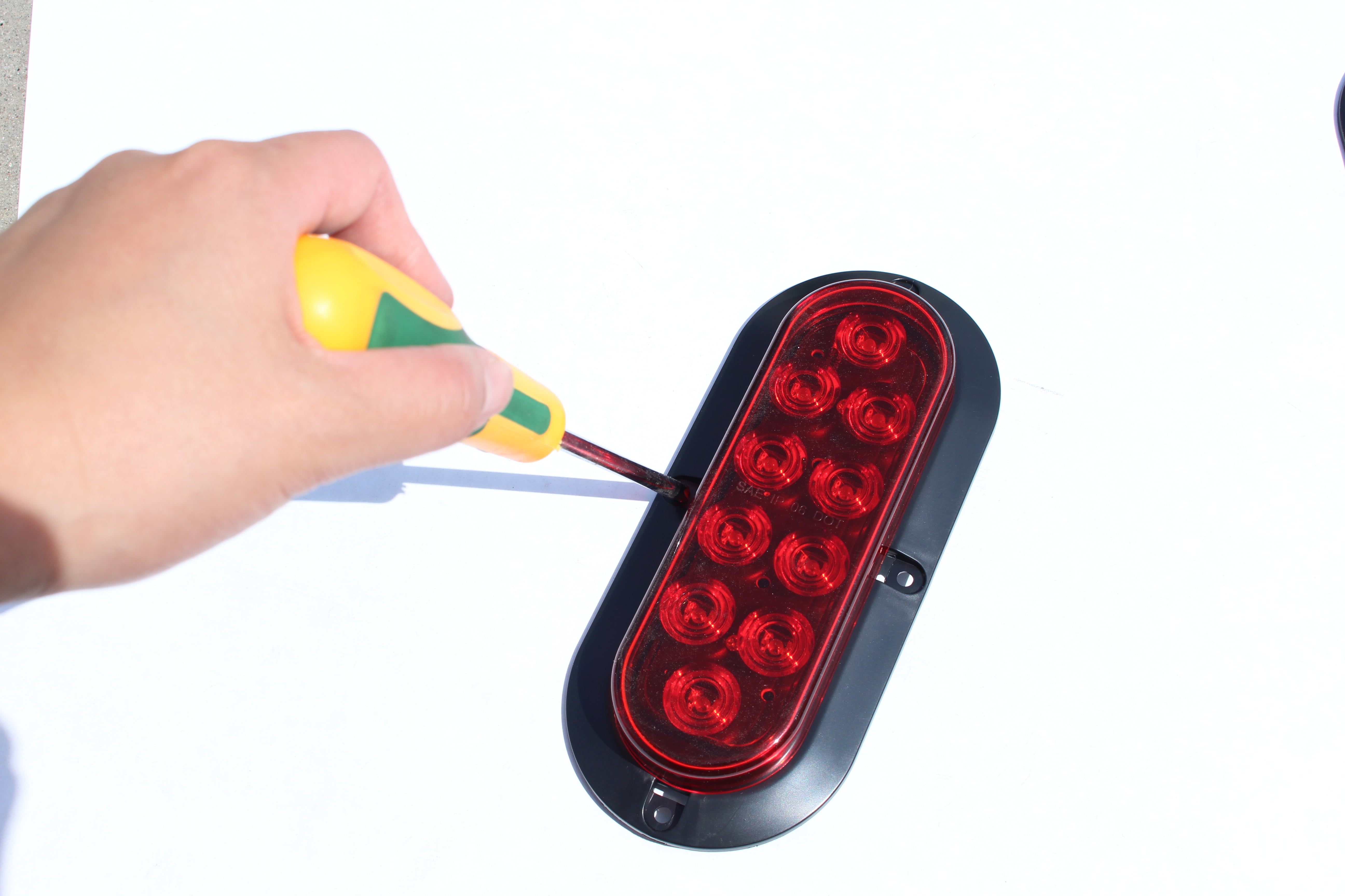 Set of 4 Pcs LED 6" Surface Mount Oval Red Brake Stop Turn Tail Marker Signal Lights for Truck Trailer Tractor DOT SAE Approved