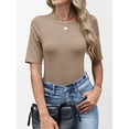 thumbnail image 6 of ANRABESS Womens Half Sleeve Tops Crewneck Shirts Basic Fit Tee Trendy 2026 Spring Summer Business Casual T-Shirts Light Khaki S, 6 of 7