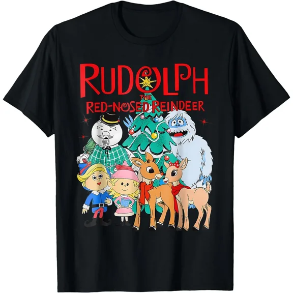 Funny Cute Rudolph The Red-Nosed Reindeer Holiday Winter Retro Unisex T-Shirt up to size 5XL