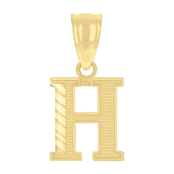 10kt Real Yellow Gold Unisex Initial Letter "H" Charm Pendant
