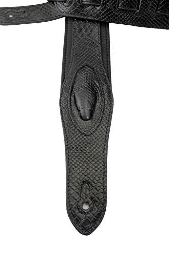 Walker & Williams SF-06 Black Snakeskin Pattern Padded Guitar Strap with Snakehead