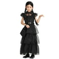 thumbnail image 2 of Girls Halloween Costume Fancy Dress with Wig Black for Kids Carnival Party 7-8 Years, 2 of 8