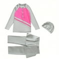 thumbnail image 5 of Girls Modest Swimsuit Full Coverage Swimwear Burkini Swimming Tops Capri Skirt Pants Rash Guard Set 3 Piece, 5 of 7