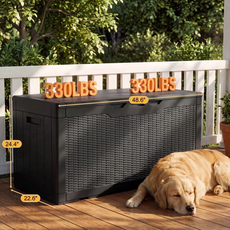Homall 100-Gallon Plastic Resin Deck Box, Black photo 8