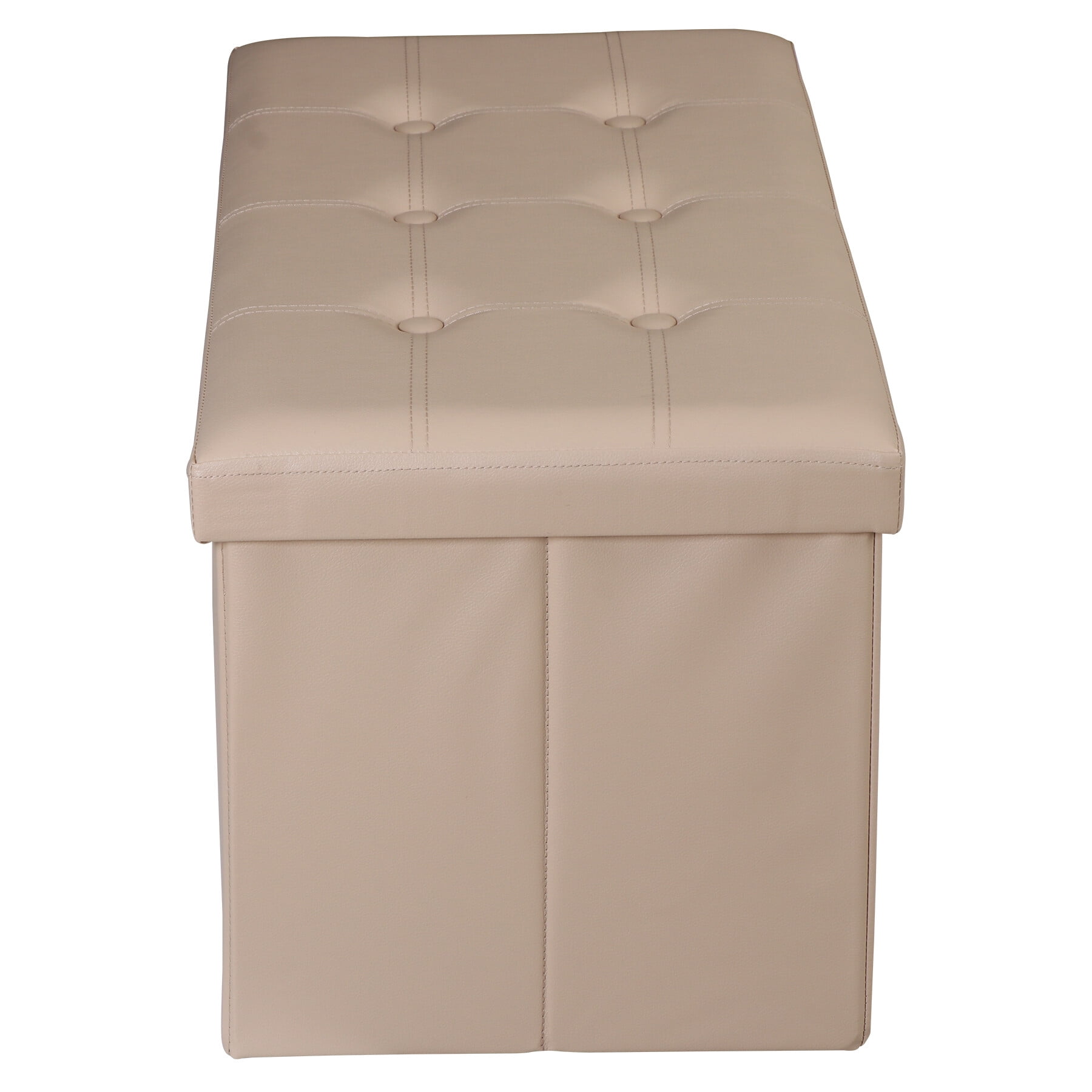 SuperDeal 30" Storage Ottoman Bench Folding Footrest Stool Sponge Padded Seat W/Lid Beige