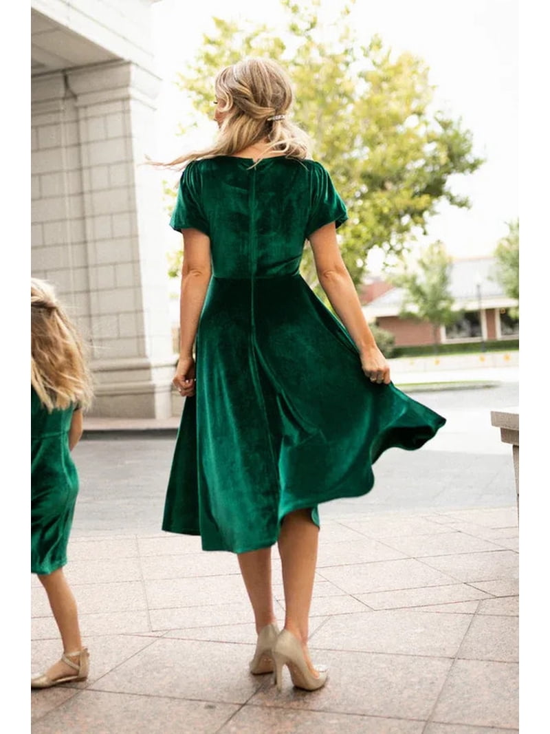 green emerald velvet dress Billy T Velvet Skater Dress, Size M, Black main image 0