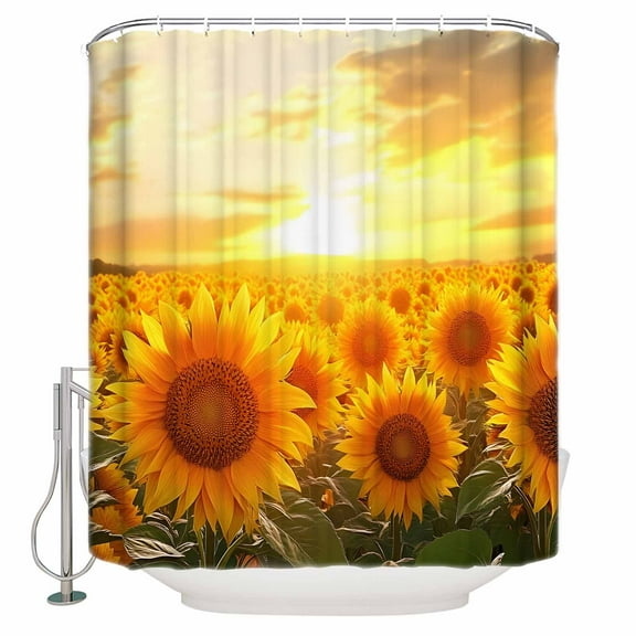 60x72 Inch Shower Curtains for Bathroom Summer Sunflowers Fabric Bath Curtain Decor Farmhouse Botanical Floral Sunset Waterproof Restroom Curtains Shower Set Accessories with 12 Hooks 60 Inch