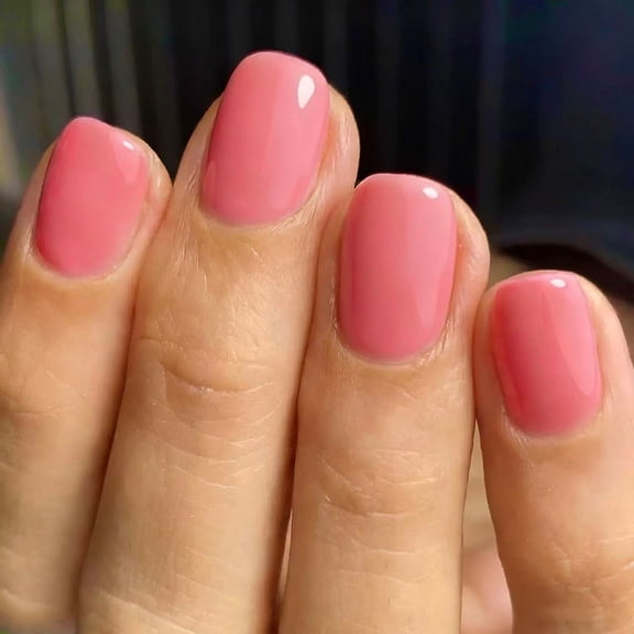 CuteHelper Rosy Pink Press-On Nails - 24PCS Short Squoval, Glossy Minimalist Gradient Design, Salon Quality DIY