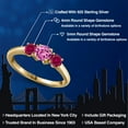 thumbnail image 2 of Gem Stone King 18K Yellow Gold Plated Silver Pink Created Sapphire and Red Created Ruby Engagement Ring for Women | 1.05 Cttw | Round 5MM | Gemstone September Birthstone | Size 5, 2 of 6