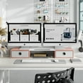 thumbnail image 5 of JAFUSI Dual Monitor Stand with Drawers for Desk, Monitor Stand Riser for 2 Monitors,Pink, 5 of 7
