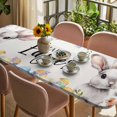 thumbnail image 3 of Happy Easter Table Cloths for 8 Foot Rectangle Tables, Spring Grey Bunny Colorful Eggs Flower Beige Patio Waterproof Elastic Fitted Tablecloths, Washable Rectangular Table Cover for Camping, 3 of 8