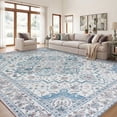 thumbnail image 3 of Janvonne 7'x10'Bohemian Blue Grey Area Rug, Low-pile Washable Non-Slip Boho Carpet for Living Room Bedroom Nursery, Pet Friendly，Home Decoration, 3 of 8