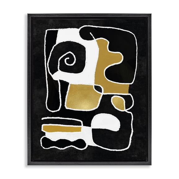 Stupell Industries Mid-Century Black & Glam Squiggles Black Floating Frame Canvas Art, 17 x 21, by Amber Sterling