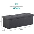 thumbnail image 2 of BOBOKY 43Inches Storage Ottoman Bench, Folding Footrest Padded Seat, Storage Chest Long Shoes Bench with Divider, Holds up to 660 lbs, for Living Room, Entryway, Bedroom, Dark Gray, 2 of 5