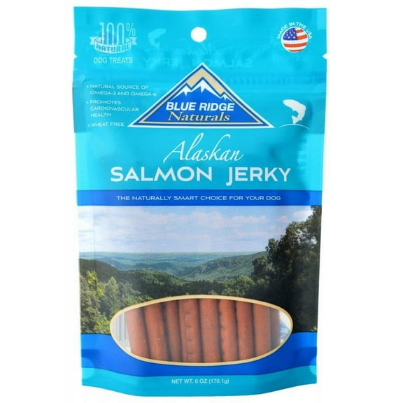 Blue Ridge Naturals Alaskan Salmon Jerky [Dog Meat and Jerky Treats, Dog Natural Treats, Dog Stick and Twist Treats, USA Dog Treats, Dog Supplies] 6 oz