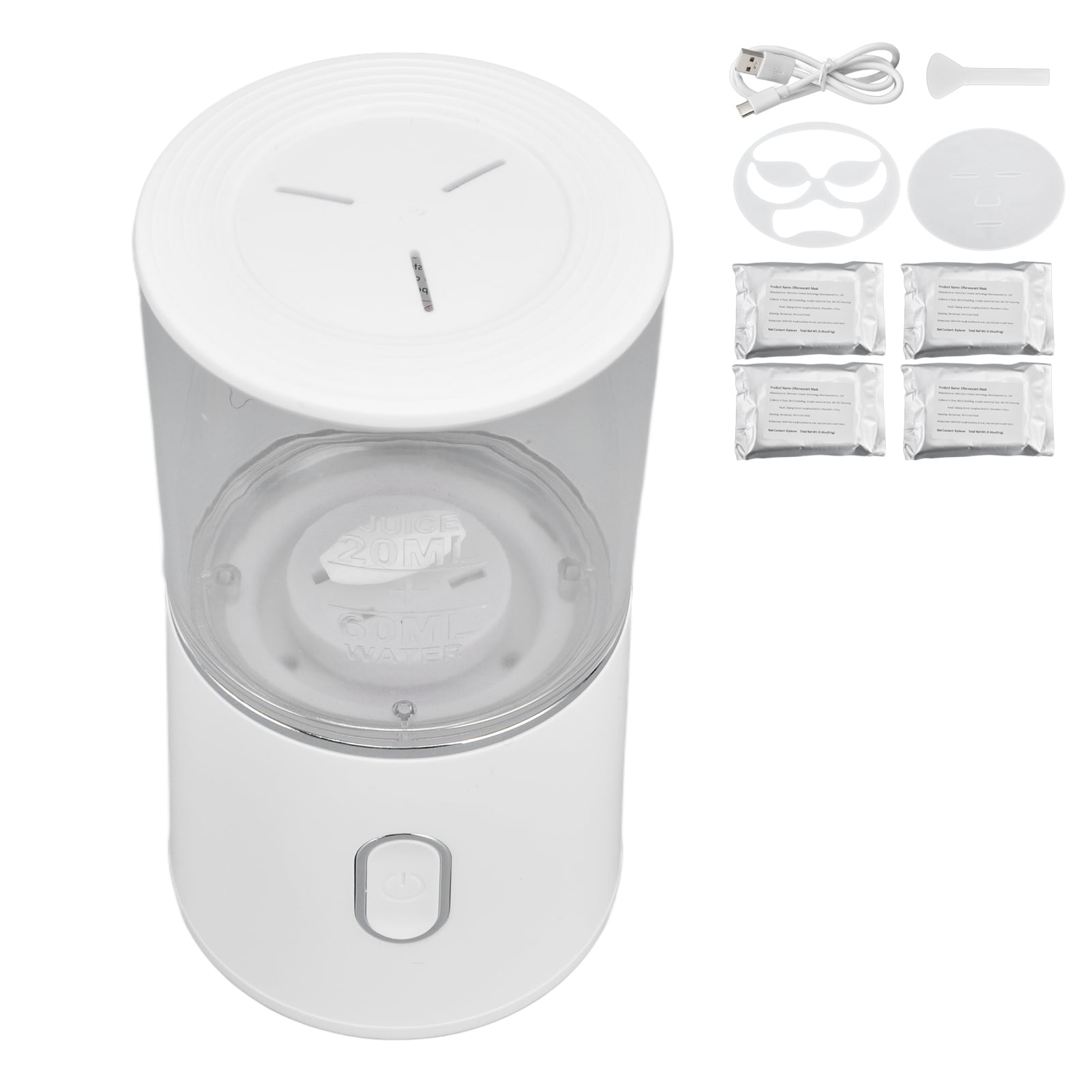 Xirurus DIY Fruit Vegetable Facial Mask Maker Machine, Automatic Skin Care Device for Face Care with Mask Mold and Collagen Peptides, USB Rechargeable Beauty Tool in White, 4.8 inches / 12.2 cm