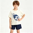 thumbnail image 2 of NAISIBABY Boys Summer Outfit Sets, Soccer Garphic Short Sleeve T-Shirt & Shorts 2-Piece Active Fit Casual Clothes Sets Dark Blue Size 1, 2 of 6