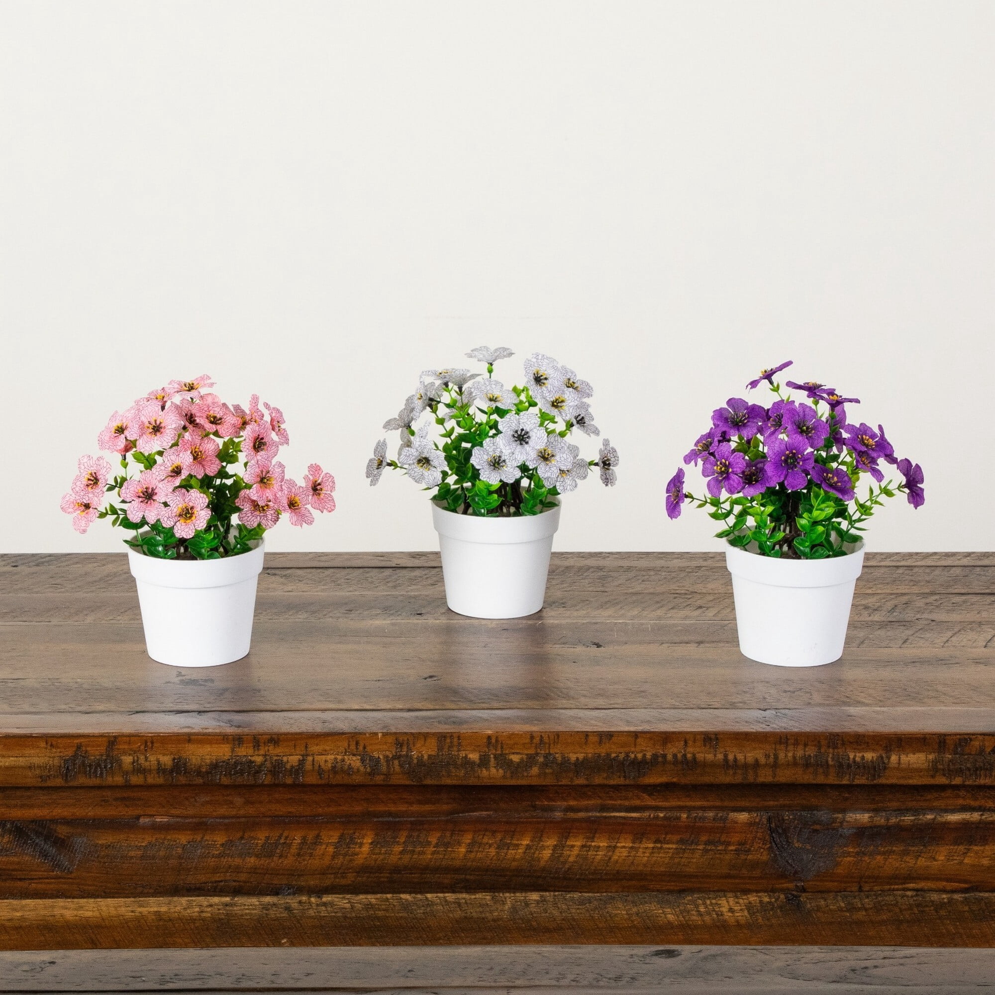 7in. Artificial Spring Daisy in White Pot - Set of 3