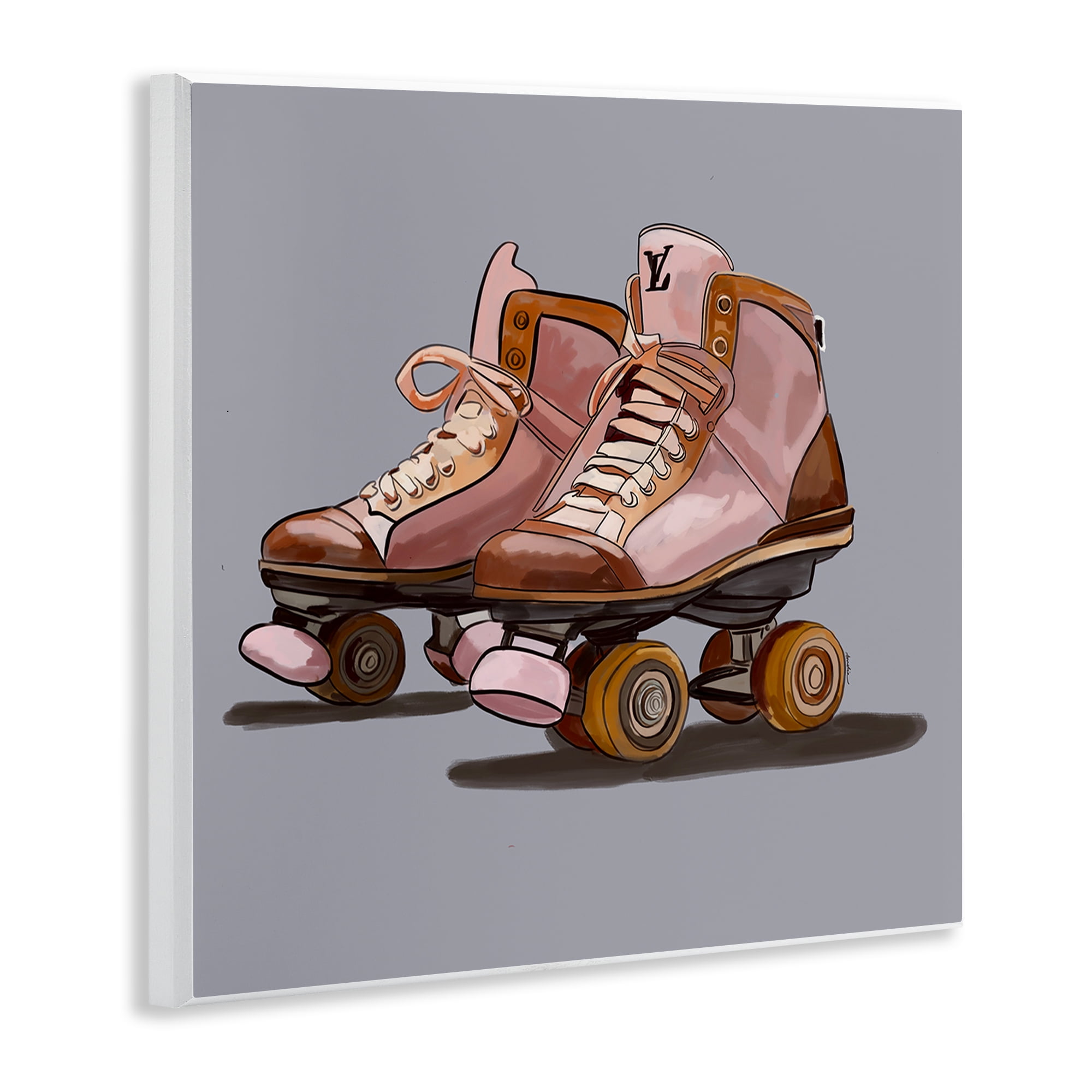 Stupell Industries Roller Skates on Grey Sports Painting Unframed Art Print Wall Art, 12 x 12