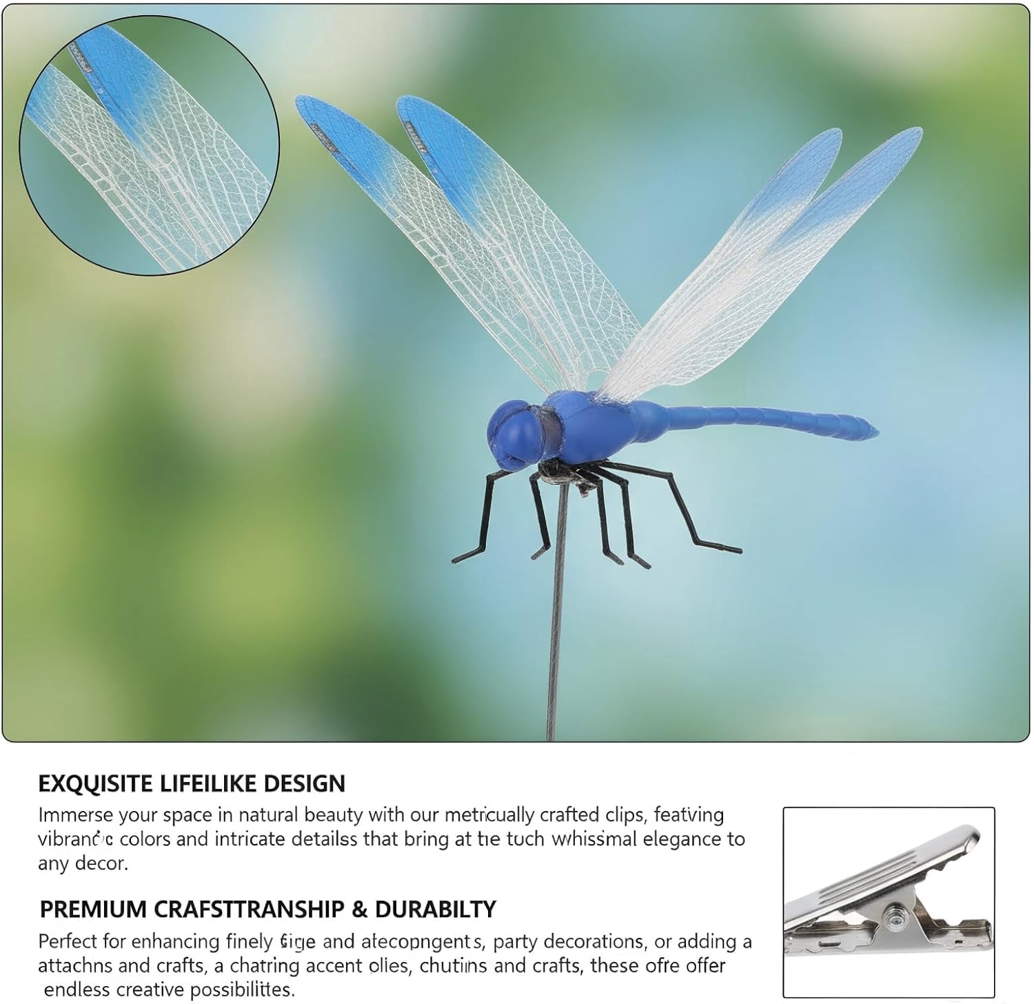 JXKIKOZE 20 Pcs Dragon Fly Clips for Bugs Repellent Decor, 3D Artificial Dragonfly Hat Clip to Keep Bug Away, Realistic Decoy Plant Clips for Garden Yard Patio Decorative Outdoor